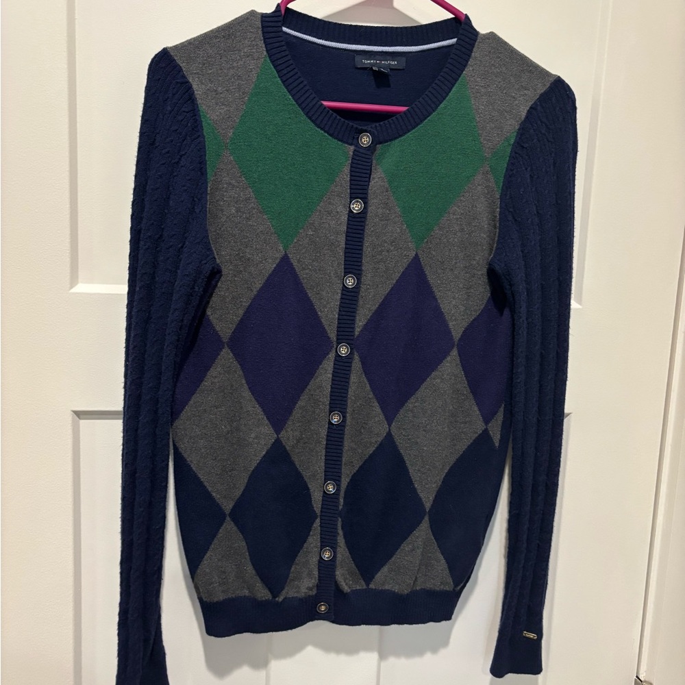 Vintage Tommy Hilfiger Argyle Cardigan Sweater